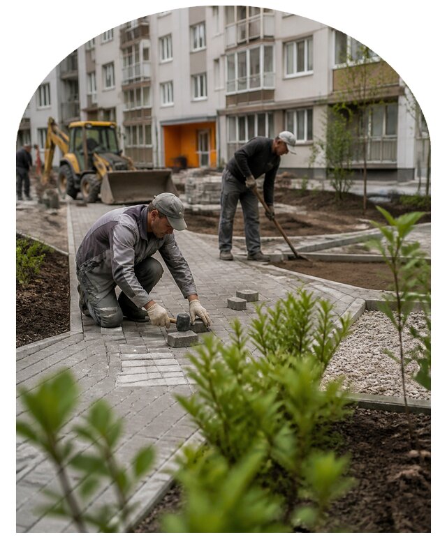 Благоустройство двора многоквартирного дома в Холмске